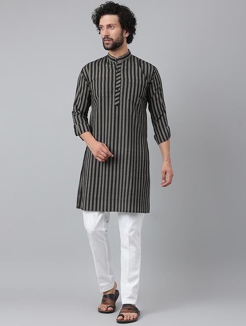 black striped long kurta - 18459119 - Very Small Image - 1