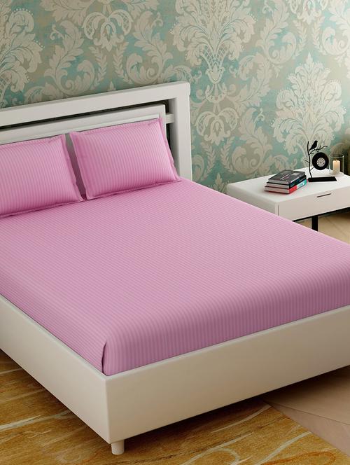 pink solid 280 tc king bedsheet with 2 pillow covers - 18459181 - Very Small Image - 1