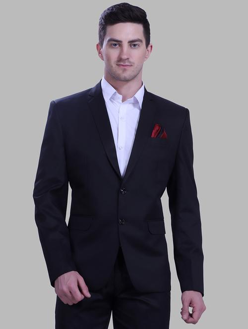 navy blue solid formal blazer - 18460059 - Very Small Image - 1