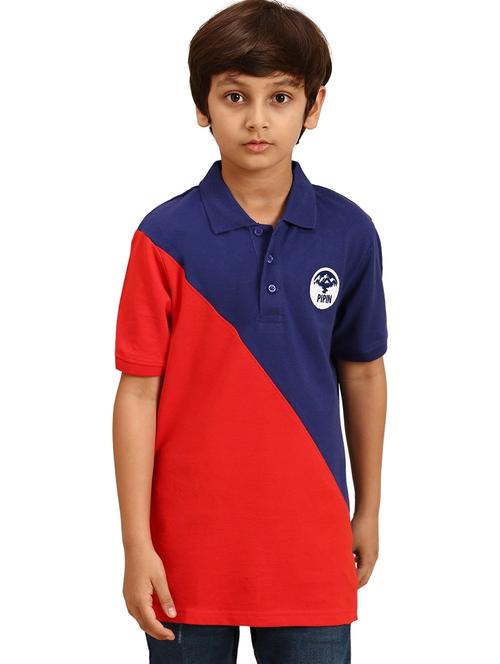 boys navy blue color block t-shirt - 18460707 - Very Small Image - 1