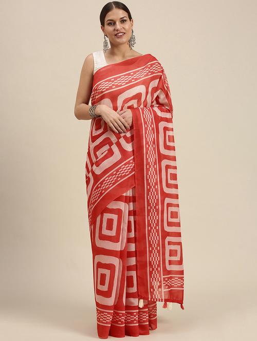 tassel detailed printed saree - 18460977 - Very Small Image - 1