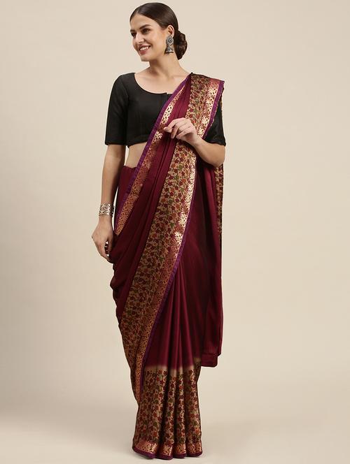 lace detailed printed saree - 18461012 - Very Small Image - 1