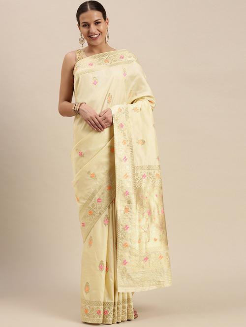 women's banarasi saree with blouse - 18461078 - Very Small Image - 1