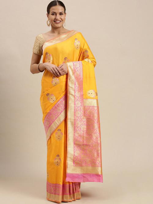 women's banarasi saree with blouse - 18461086 - Very Small Image - 1