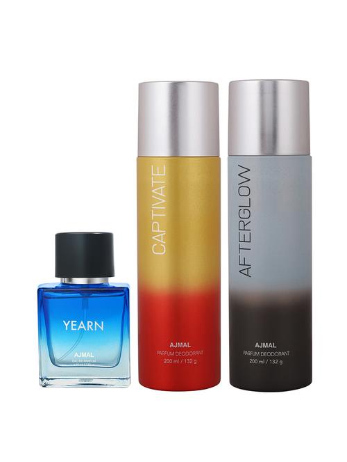 ajmal after glow deo 200 ml and captivate deo 200 ml and yearn edp 50 ml for men +2 perfume testers free - 18461343 - Very Small Image - 1