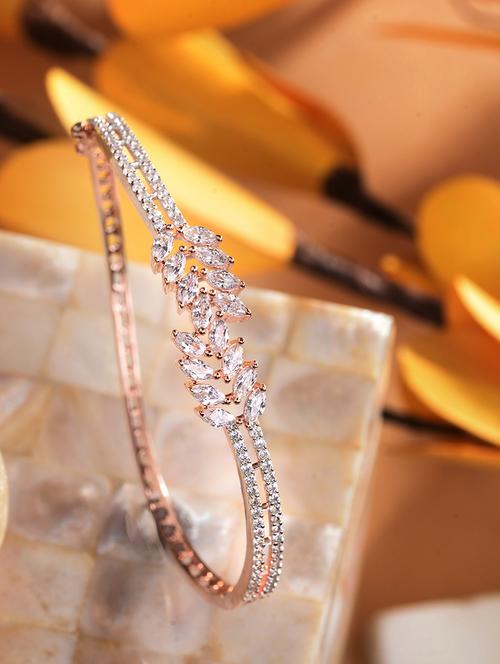 rose gold plated marquis ad studded kada bracelet - 18461627 - Very Small Image - 1