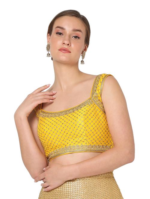 yellow silk embroidered blouse - 18461764 - Very Small Image - 1