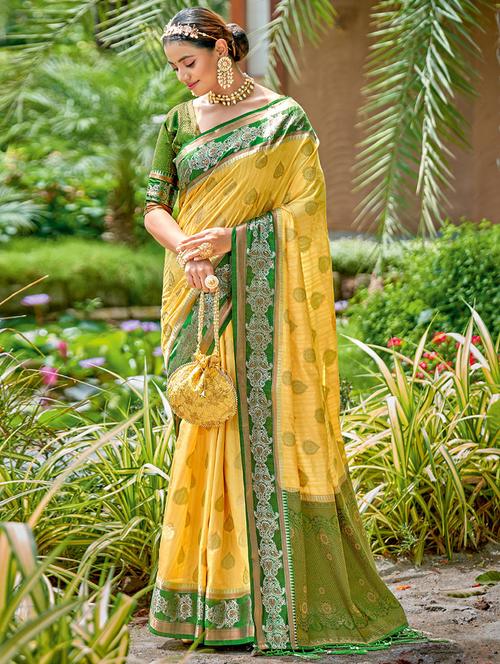 women's self design yellow colored saree - 18461907 - Very Small Image - 1