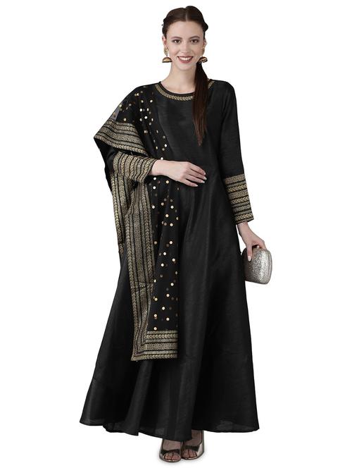 solid kurta with polka dots dupatta set - 18462959 - Very Small Image - 1