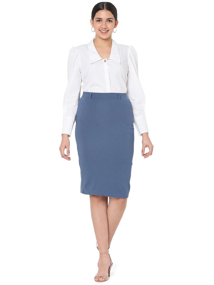 high rise solid pencil skirt - 18463151 - Zoom Image - 3