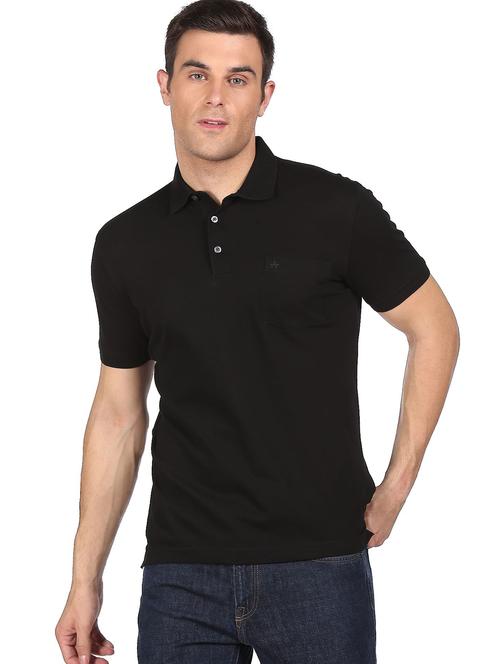 black solid polo t-shirt - 18464158 - Very Small Image - 1