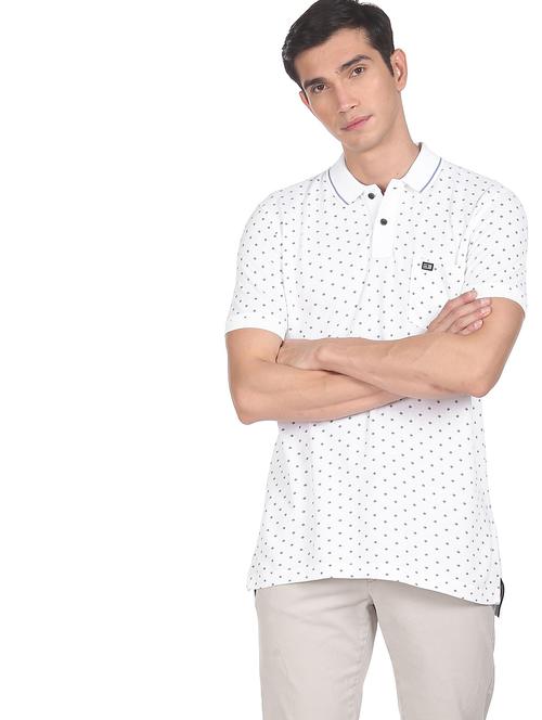 white printed polo t-shirt - 18464215 - Very Small Image - 1