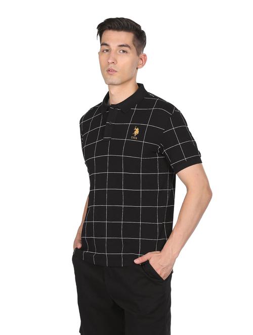 black checkered polo t-shirt - 18464242 - Very Small Image - 1