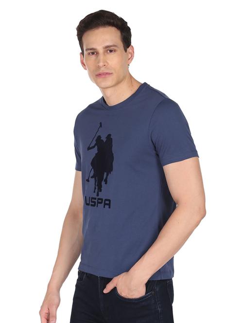 blue chest-printed t-shirt - 18464310 - Very Small Image - 1