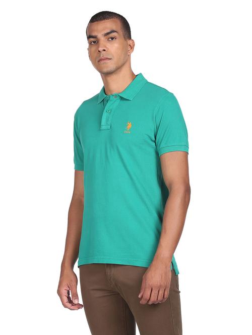sea-green solid polo t-shirt - 18464402 - Very Small Image - 1