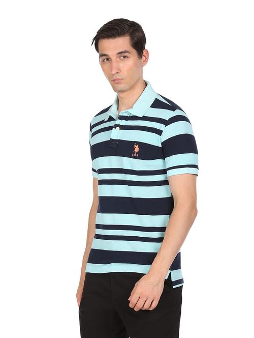 light blue striped polo t-shirt - 18464418 - Very Small Image - 1