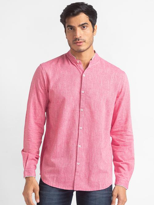 mens self design casual shirt - 18464701 - Very Small Image - 1