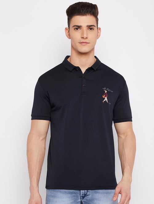 navy-blue solid polo t-shirt - 18465956 - Very Small Image - 1