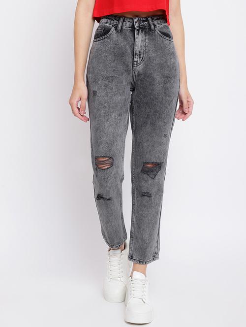 high rise stone washed boyfriend jeans  - 18466020 - Very Small Image - 1