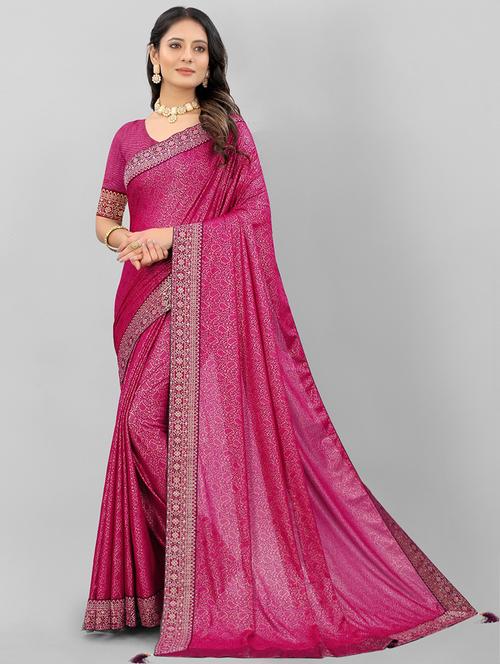 foil print lace work printed saree with blouse - 18466506 - Very Small Image - 1