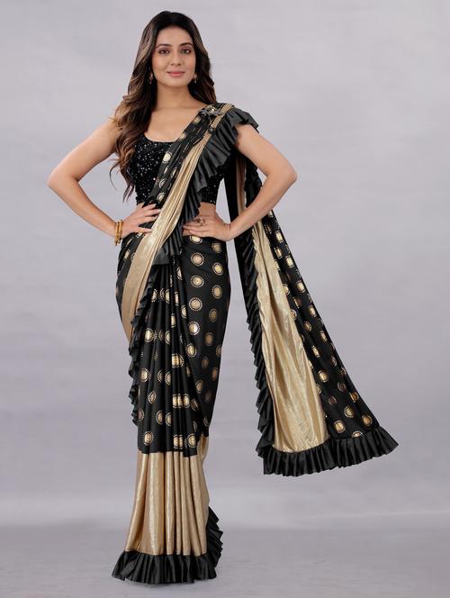 foil print sequence embroidered saree with blouse - 18466579 - Very Small Image - 1