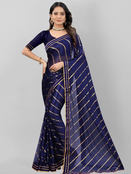 foil printed saree with blouse - 18466839 - Very Small Image - 1