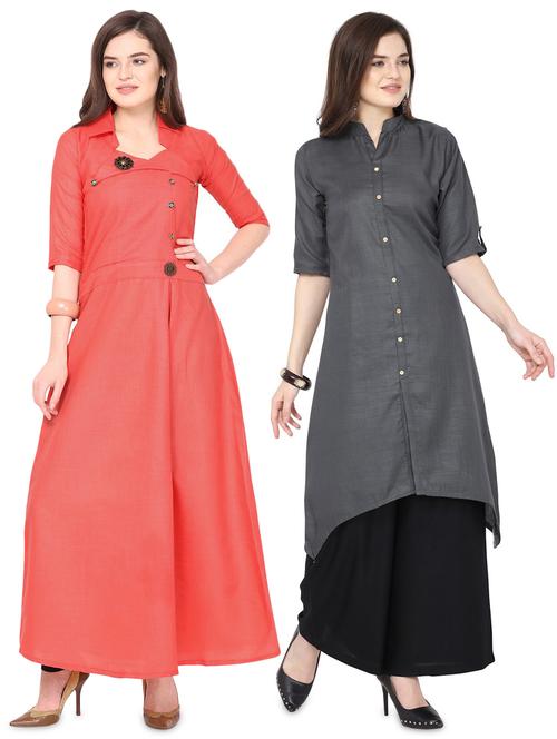 set of 2 multi colored kurta palazzo set  - 18467323 - Very Small Image - 1