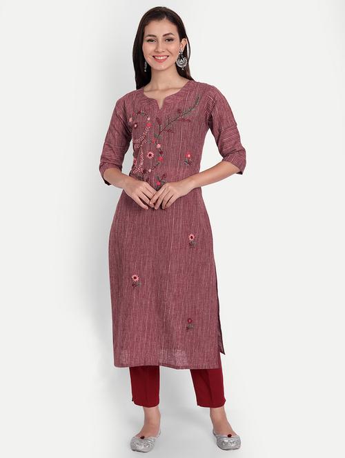 embroidered straight kurta - 18468474 - Very Small Image - 1