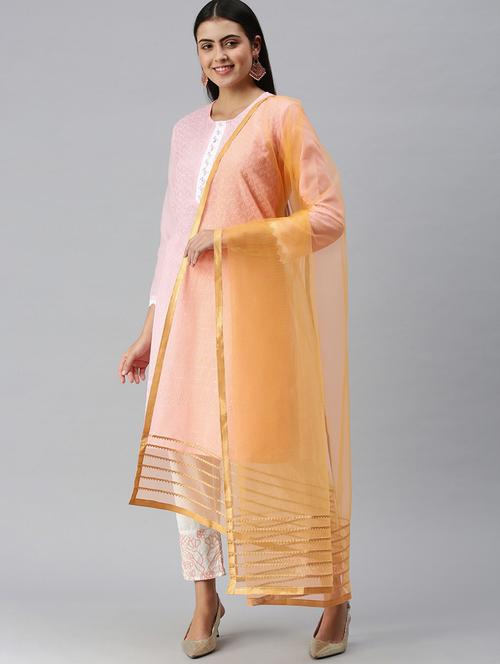 women yellow gotta patti net dupatta - 18468976 - Very Small Image - 1