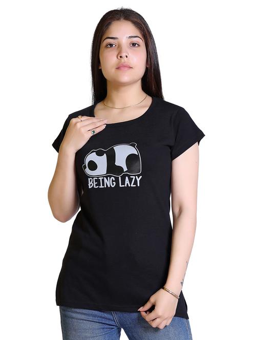 women's chest print round neck t-shirt - 18469013 - Very Small Image - 1