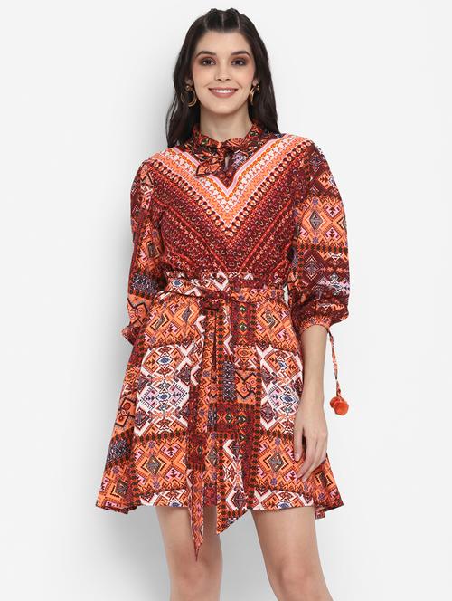 women's belted printed dress - 18469643 - Very Small Image - 1