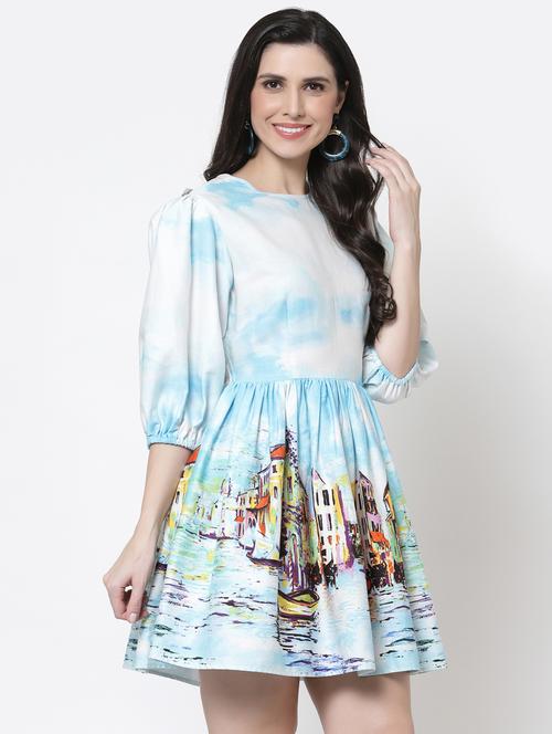 women's fit & flare solid dress - 18469666 - Very Small Image - 1