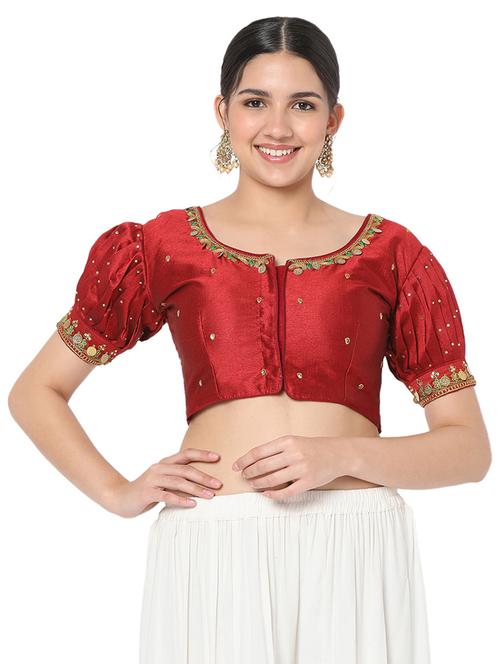 red silk embroidered blouse - 18470109 - Very Small Image - 1