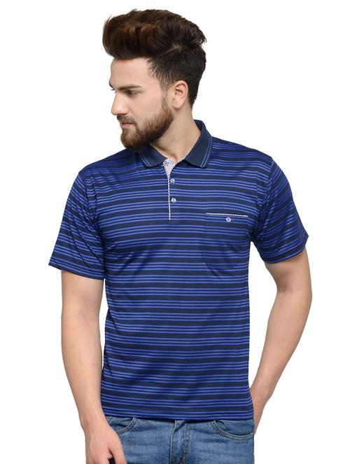navy-blue striped polo t-shirt - 18470223 - Very Small Image - 1