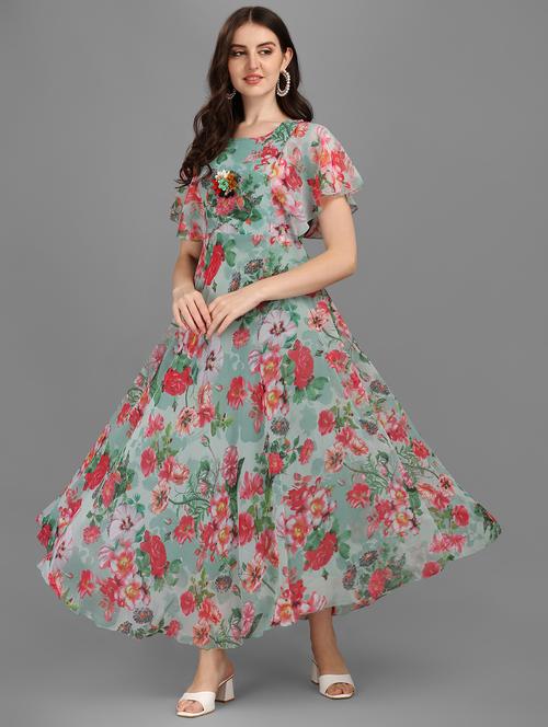 women's fit & flare floral dress - 18471079 - Very Small Image - 1