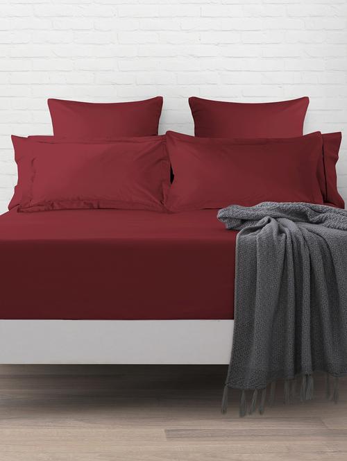 pizuna cotton 400 thread count solid long staple cotton satin king size elastic fitted sheet with 2 pillow covers (rio red) - 18471121 - Very Small Image - 1