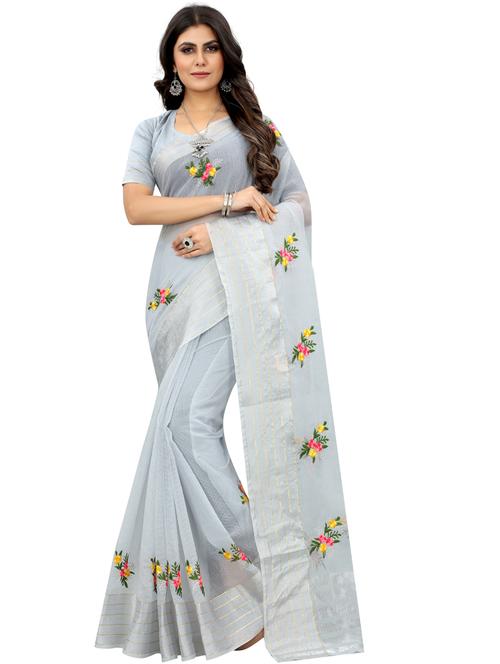 women's embroidered saree - 18471333 - Very Small Image - 1