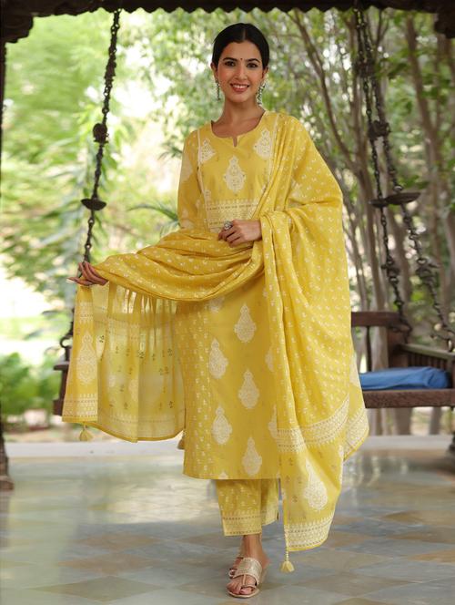 printed kurta dupatta set - 18471420 - Very Small Image - 1