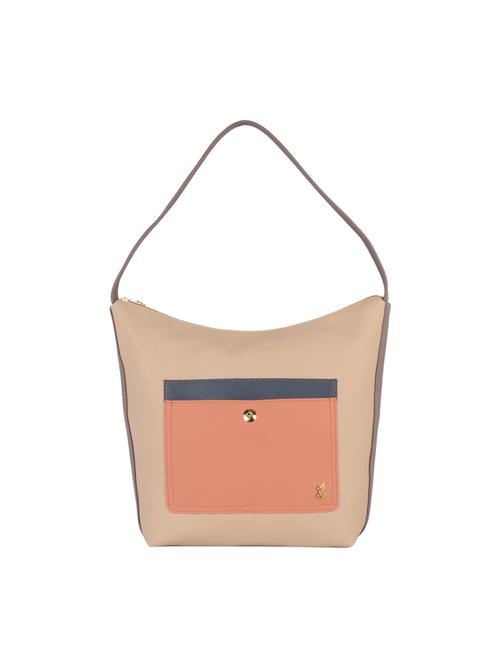 beige color block regular handbag - 18471702 - Very Small Image - 1
