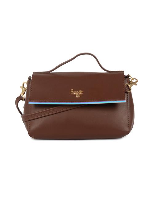 brown solid regular sling bag - 18471768 - Very Small Image - 1