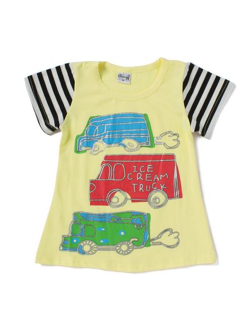 girls yellow printed regular tee - 18472184 - Very Small Image - 1