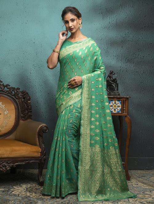 jacquard work woven saree  with blouse - 18472467 - Very Small Image - 1