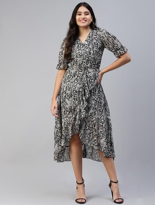 women's animal printed high-low dress - 18472644 - Very Small Image - 1
