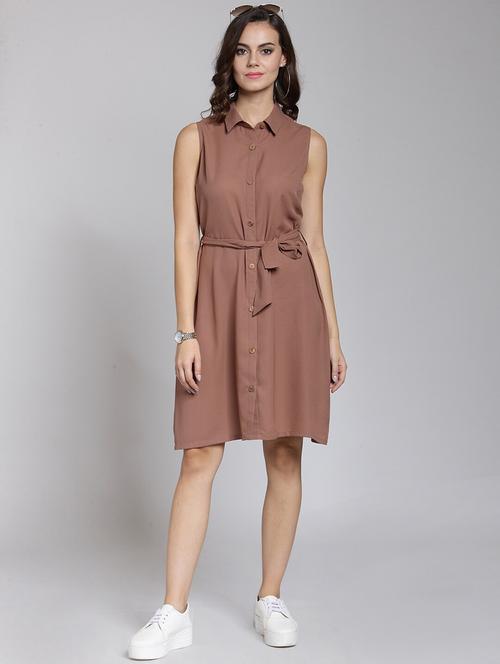 solid fit & flare dress - 18472729 - Very Small Image - 1
