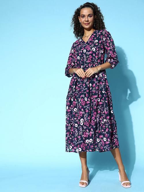 women's fit & flare floral dress - 18472905 - Very Small Image - 1