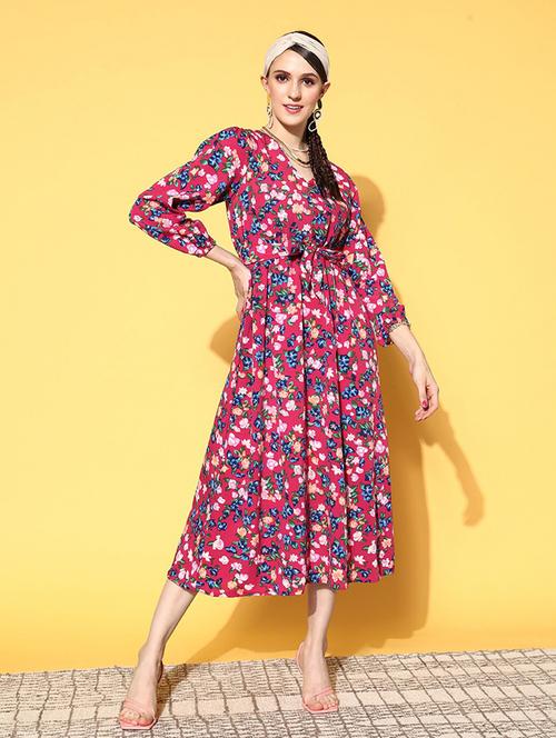 women's fit & flare floral dress - 18472960 - Very Small Image - 1