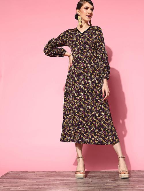 women's fit & flare floral dress - 18472969 - Very Small Image - 1