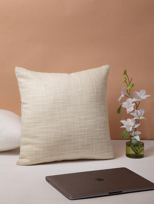 blanc9 natural off-white cotton square cushion cover 16x16 inches - 18473102 - Very Small Image - 1