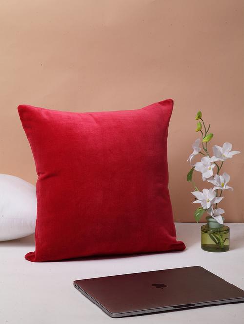 blanc9 red velvet square cushion cover 16x16 inches - 18473107 - Very Small Image - 1