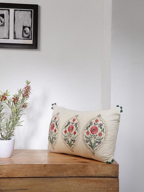 blanc9 embellished multicoloured rectangular cotton cushion cover 12x20inches - 18473123 - Very Small Image - 1